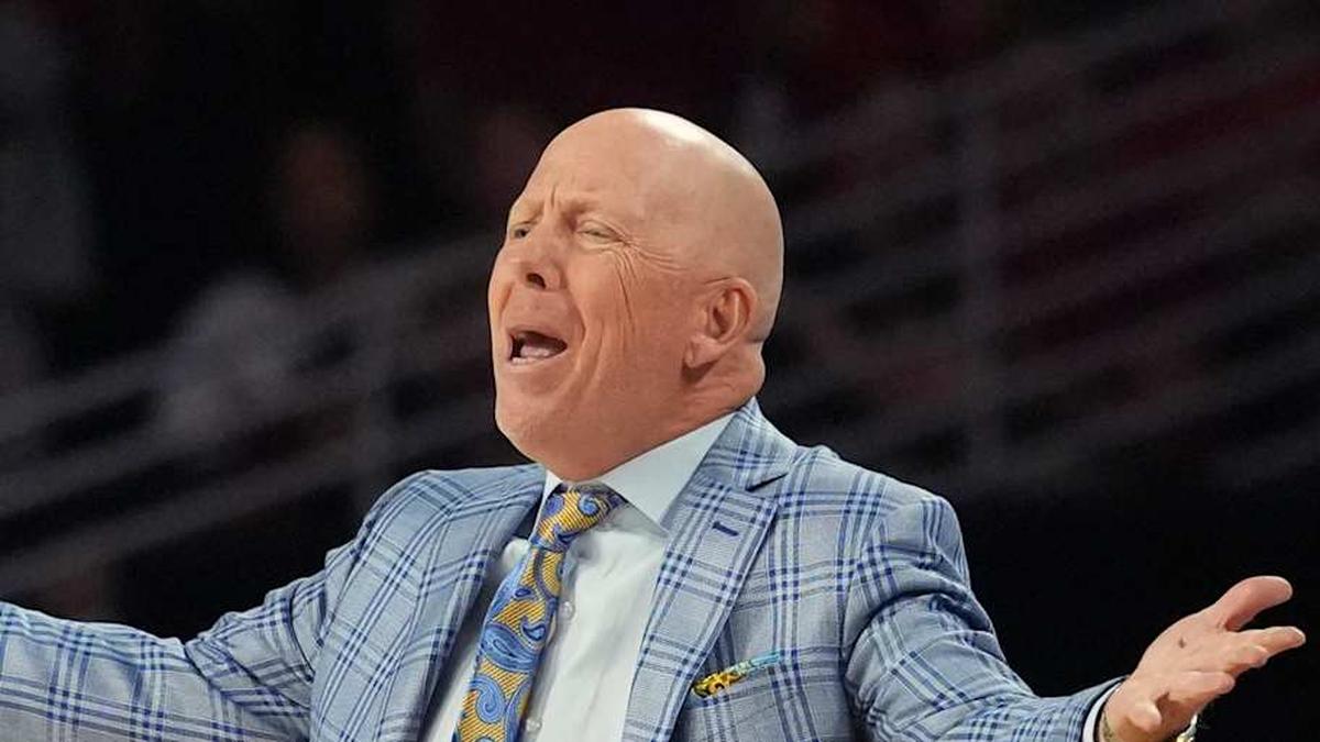  Mar 7, 2026; Los Angeles, California, USA; UCLA Bruins head coach Mick Cronin reacts in the second half against the Southern California Trojans at Galen Center. Mandatory Credit: Kirby Lee-Imagn Images | Kirby Lee-Imagn Images 