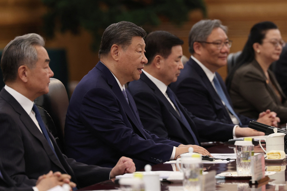 BEIJING, CHINA - JUNE 16: Chinese President Xi Jinping attends a meeting with Myanmar's President Min Aung Hlaing (not pictured) at the Great Hall of the People on June 16, 2026 in Beijing, China.  Lintao Zhang/Pool via REUTERS