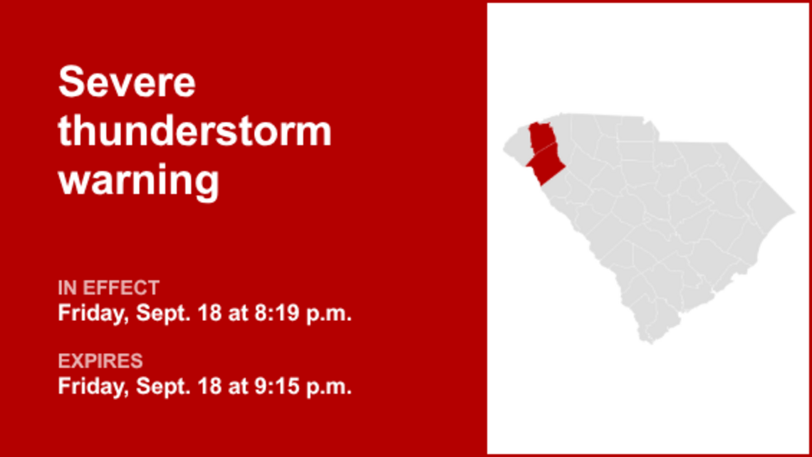UPDATE: Thunderstorms with damaging winds in Abbeville and Greenwood counties Friday 