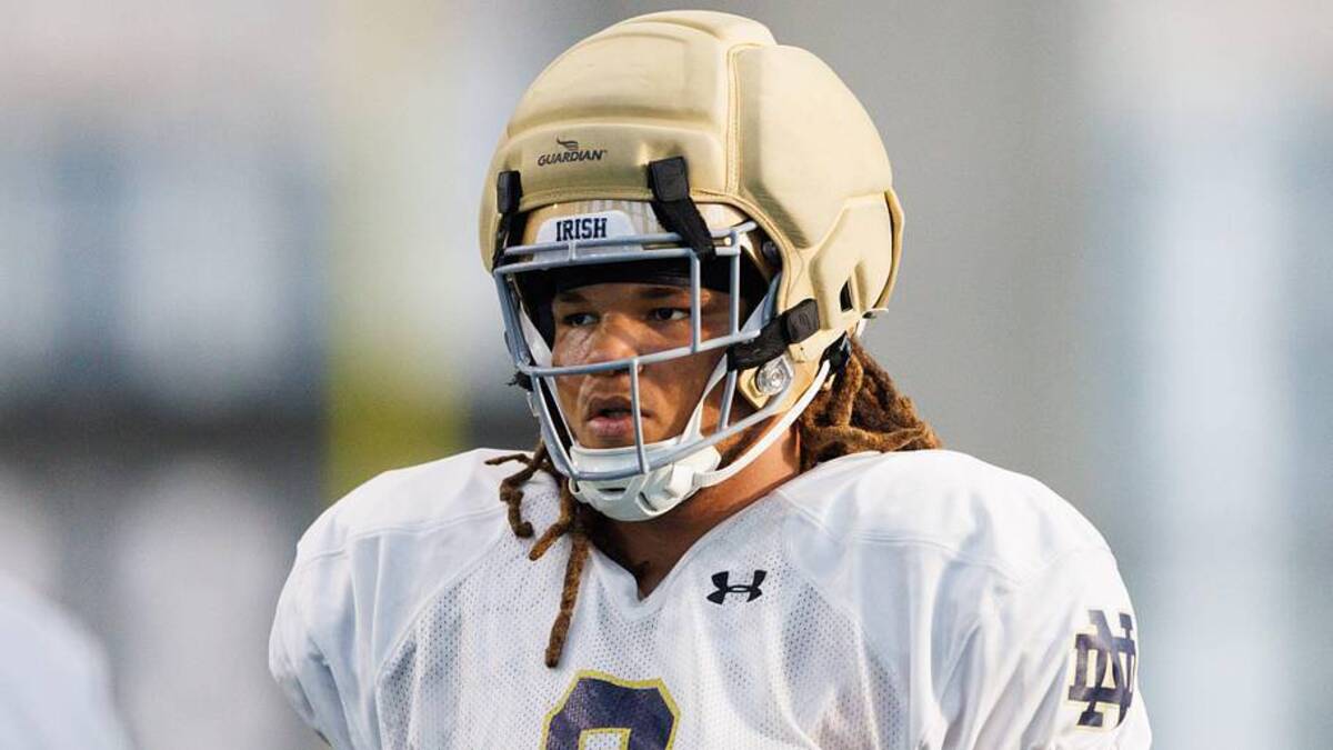  Defensive tackle Tionne Gray during a Notre Dame football practice at Irish Athletic Center on Wednesday, April 8, 2026, in South Bend. | MICHAEL CLUBB/SOUTH BEND TRIBUNE / USA TODAY NETWORK via Imagn Images 