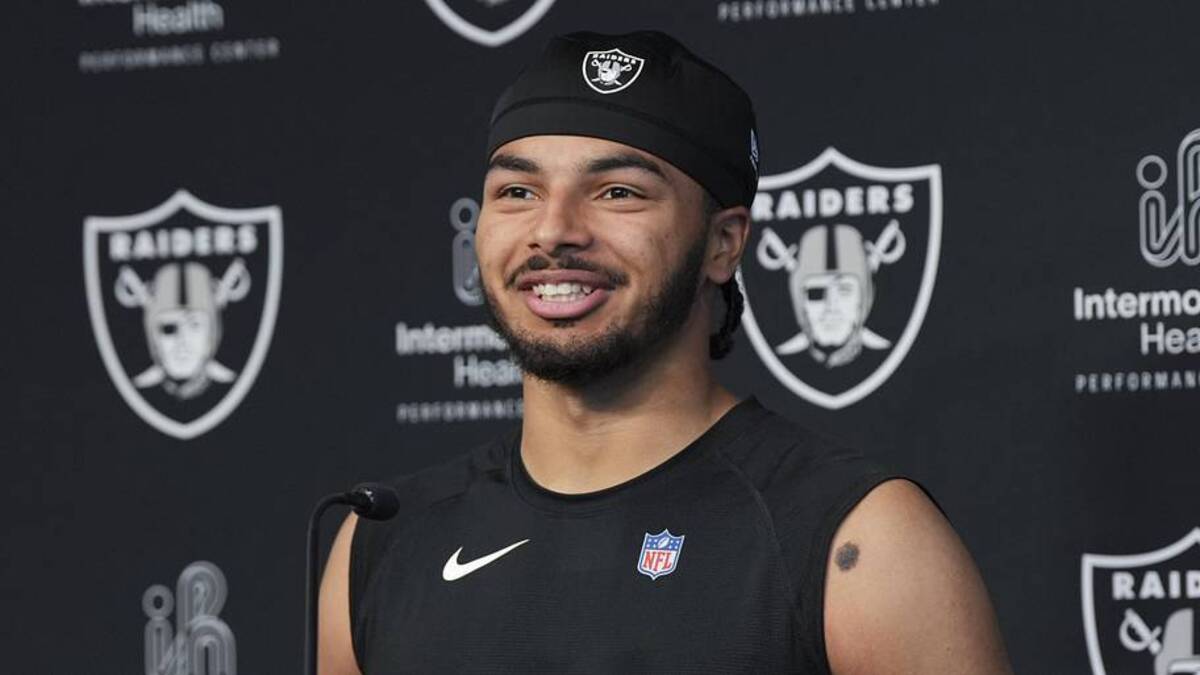  May 2, 2026; Henderson, NV, USA; Las Vegas Raiders safety Treydan Stukes (31) speaks during a news conference at the team's Rookie Minicamp at Intermountain Health Performance Center. Mandatory Credit: Candice Ward-Imagn Images | Candice Ward-Imagn Images 