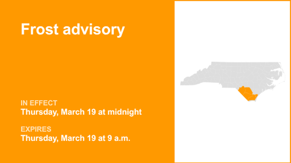 UPDATE: Frost advisory for Eastern North Carolina predicted to expire at 9 a.m. 