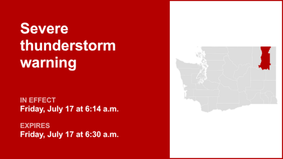 UPDATE: Penny-sized hail and damaging winds expected with thunderstorms in Stevens County Friday 