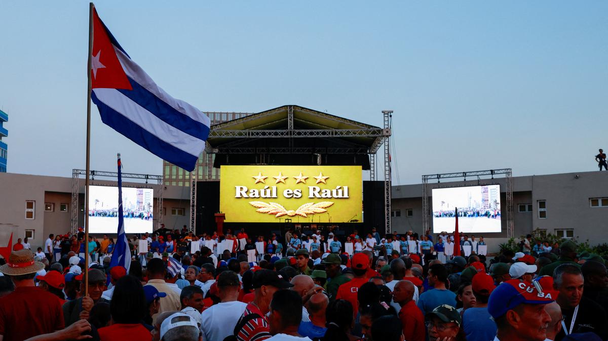 People gather ahead of a pro-government rally called by Cuban authorities to protest U.S. policies towards the island, including the indictment of former Cuban president Raul Castro, in Havana, Cuba, May 22, 2026. REUTERS/Norlys Perez