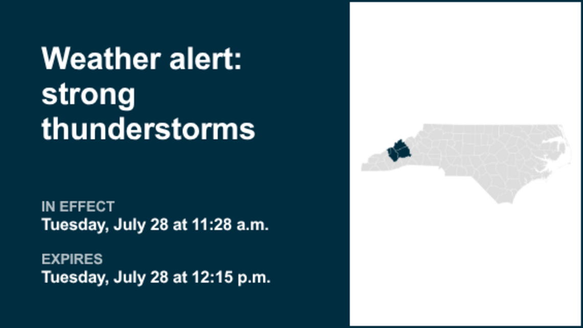 UPDATE: Brace for strong thunderstorms in Western North Carolina early Tuesday evening 