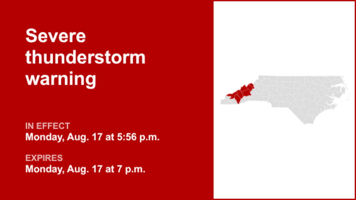 UPDATE: Damaging winds anticipated with thunderstorms in Western North Carolina Monday 