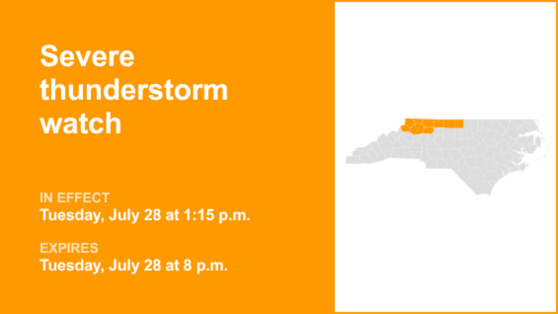UPDATE: Severe thunderstorm watch for Caswell and Rockingham counties Tuesday evening 