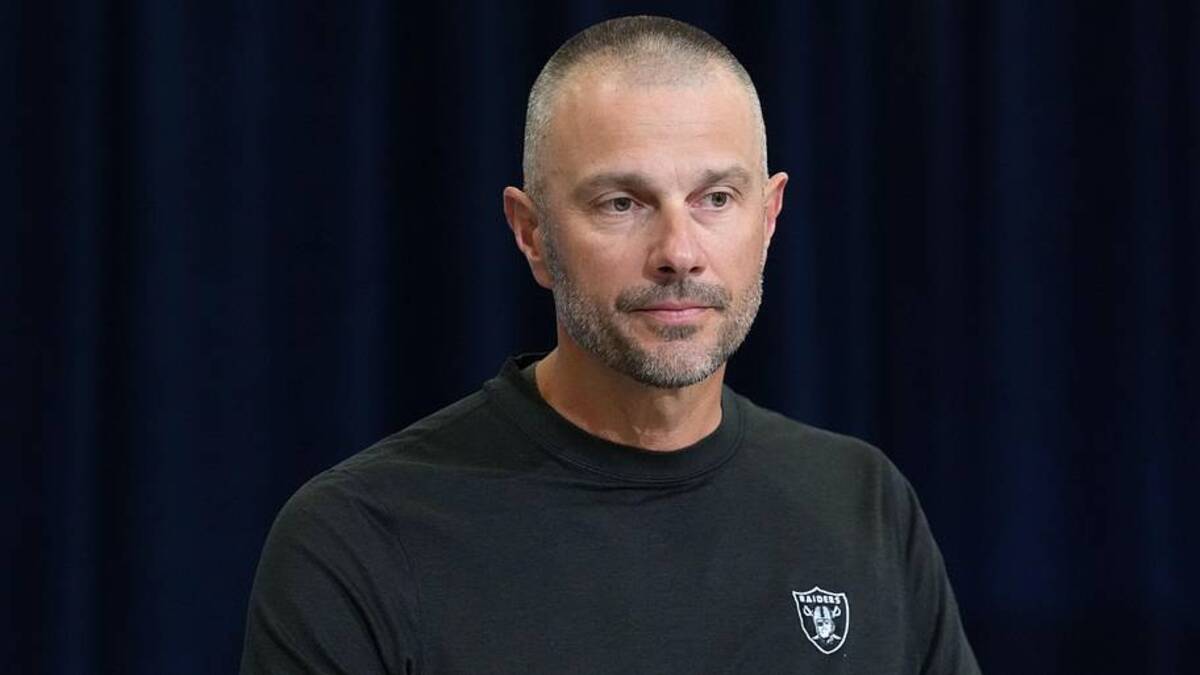  Feb 24, 2026; Indianapolis, IN, USA; Las Vegas Raiders general manager John Spytek speaks at the NFL Scouting Combine at the Indiana Convention Center. Mandatory Credit: Kirby Lee-Imagn Images | Kirby Lee-Imagn Images 