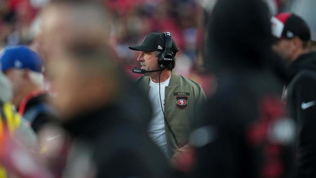  Dec 14, 2025; Santa Clara, California, USA; San Francisco 49ers head coach Kyle Shanahan looks on during the fourth quarter against the Tennessee Titans at Levi's Stadium. Mandatory Credit: Cary Edmondson-Imagn Images | Cary Edmondson-Imagn Images 