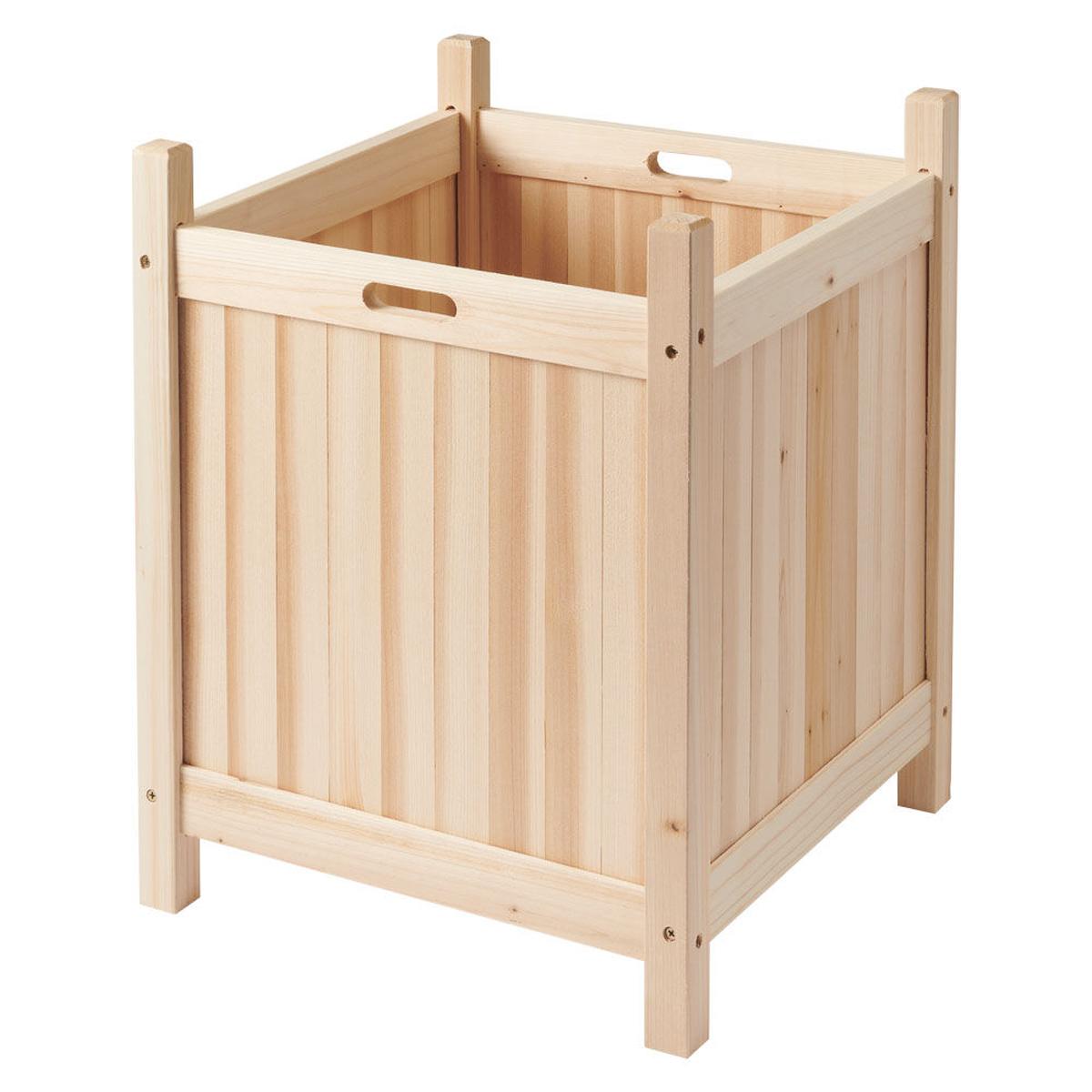 The Aldi Belavi wooden cube plantercourtesy of Aldi