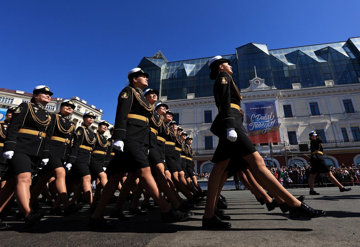 Russian service members take part in a military parade on Victory Day, marking the 81st anniversary of the victory over Nazi Germany in World War Two, in Vladivostok, Russia, May 9, 2026. REUTERS/Tatiana Meel