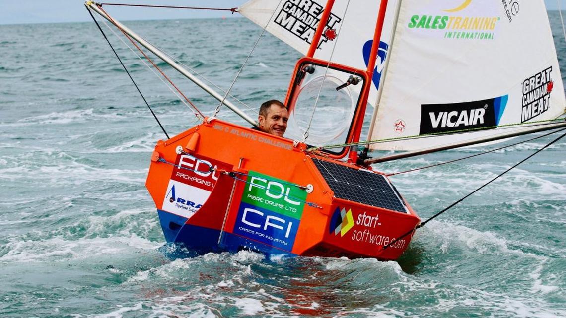 Andrew Bedwell during sea trials in Big C V2. (Paul Larkin via SWNS). 