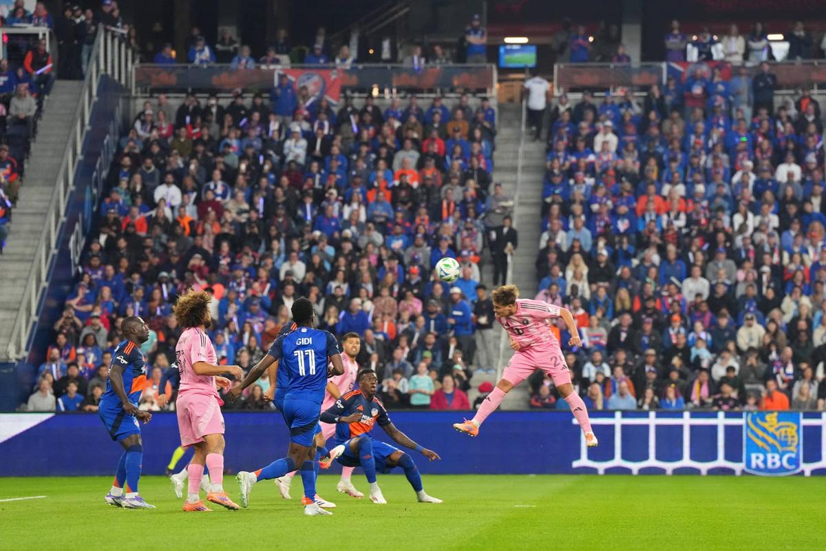  Mateo Silvetti heads the ball during an MLS Cup Conference Semifinal match against FC Cincinnati at TQL Stadium on November 23, 2025 in Cincinnati, Ohio. (Photo by Jeff Dean/Getty Images)