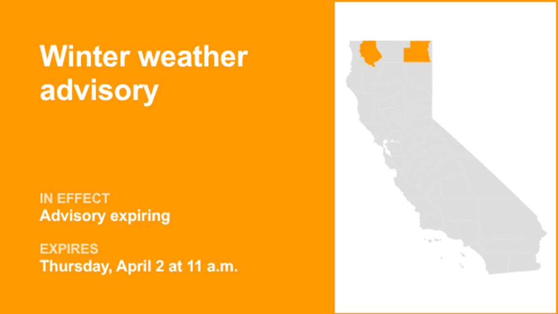 UPDATE: The winter weather advisory is forecast to expire at 11 a.m. 