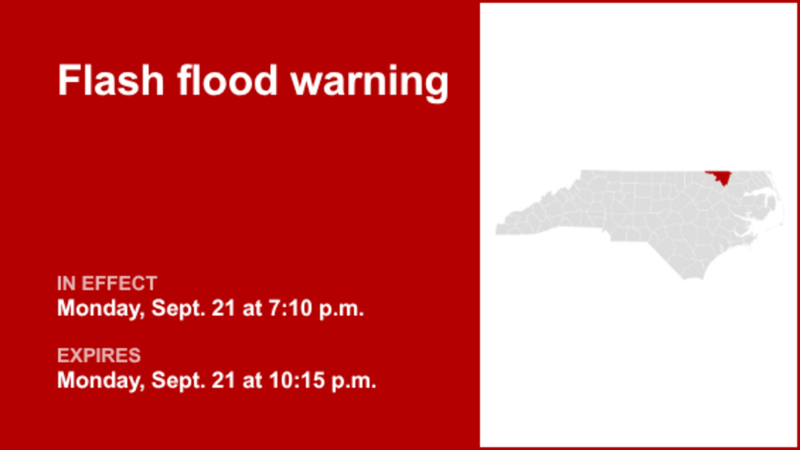 Flash flood warning in place for Northampton County until Monday night 