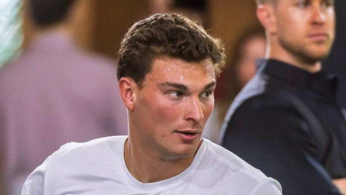  Fernando Mendoza participates in Indiana University's Pro Day at Mellencamp Pavilion on Wednesday, April 1, 2026. | Rich Janzaruk/Herald-Times / USA TODAY NETWORK via Imagn Images 