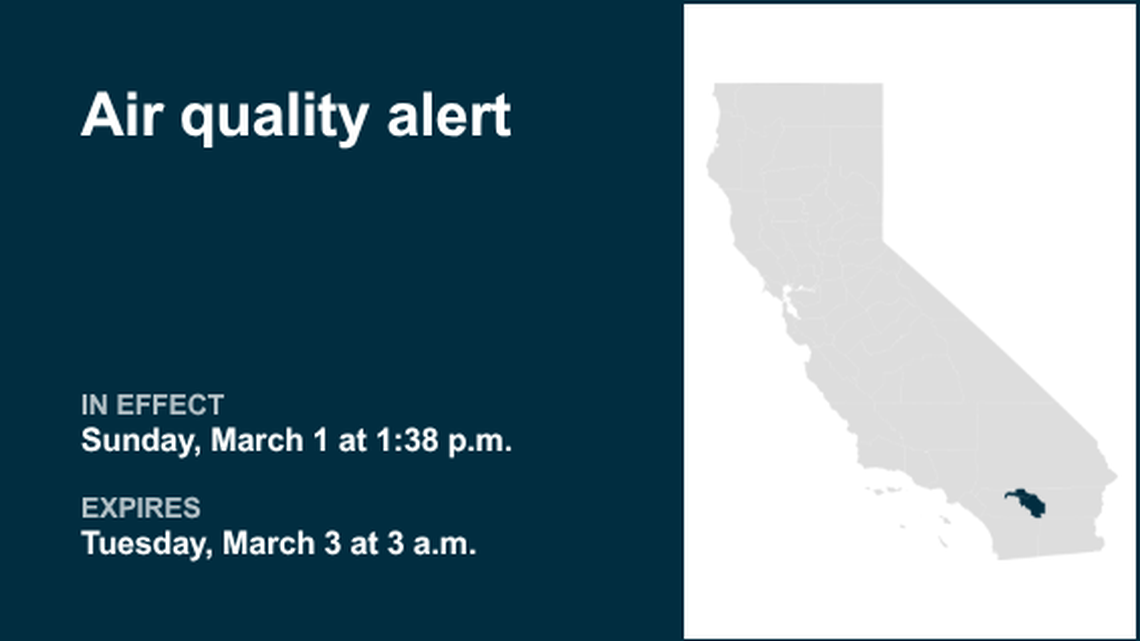 Air quality alert active for Coachella Valley and San Gorgonio Pass Near Banning 