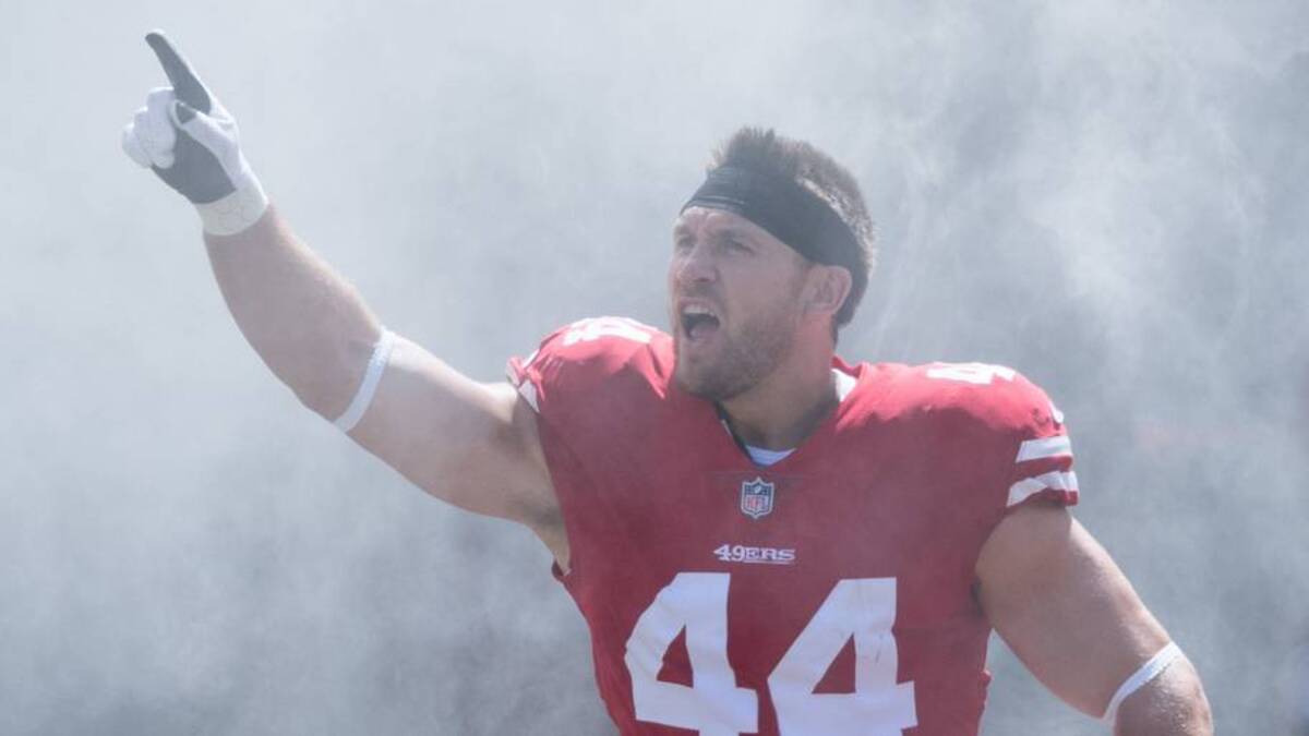  September 16, 2018; Santa Clara, CA, USA; San Francisco 49ers running back Kyle Juszczyk (44) before the game against the Detroit Lions at Levi's Stadium. The 49ers defeated the Lions 30-27. Mandatory Credit: Kyle Terada-USA TODAY Sports | IMAGN IMAGES via Reuters Connect 