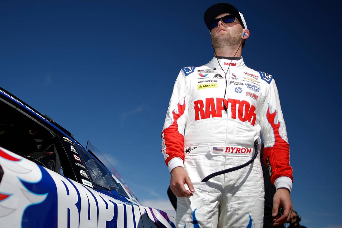  William Byron prepares for qualifying for the Pennzoil 400 at Las Vegas. (Photo by Sean Gardner/Getty Images)
