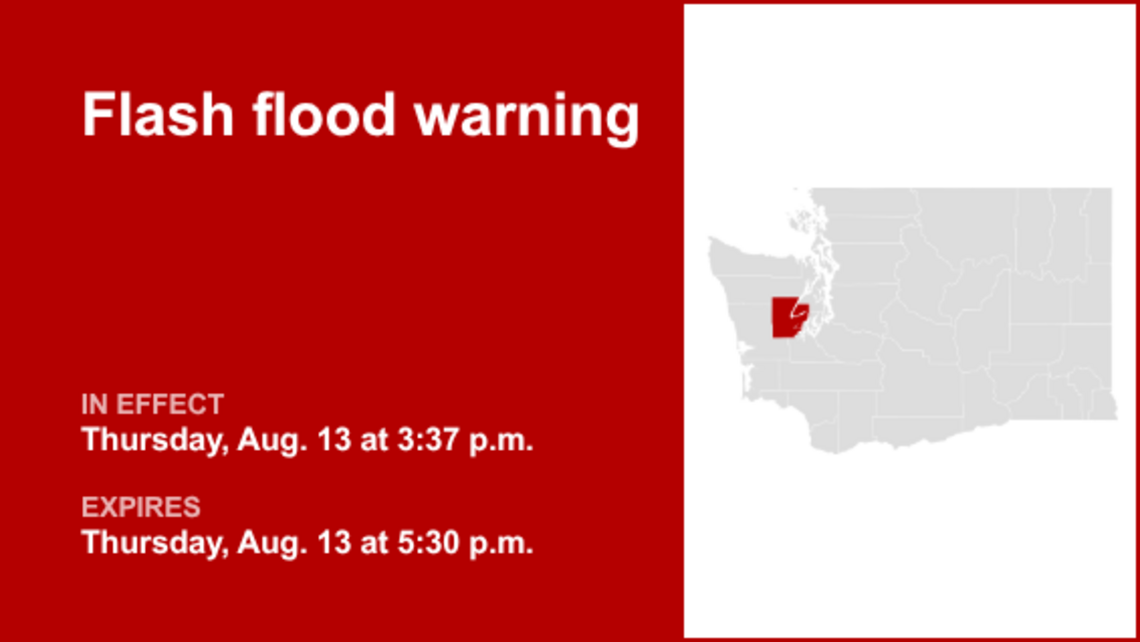 Flash flood warning issued for Mason County early Thursday evening, says the NWS 