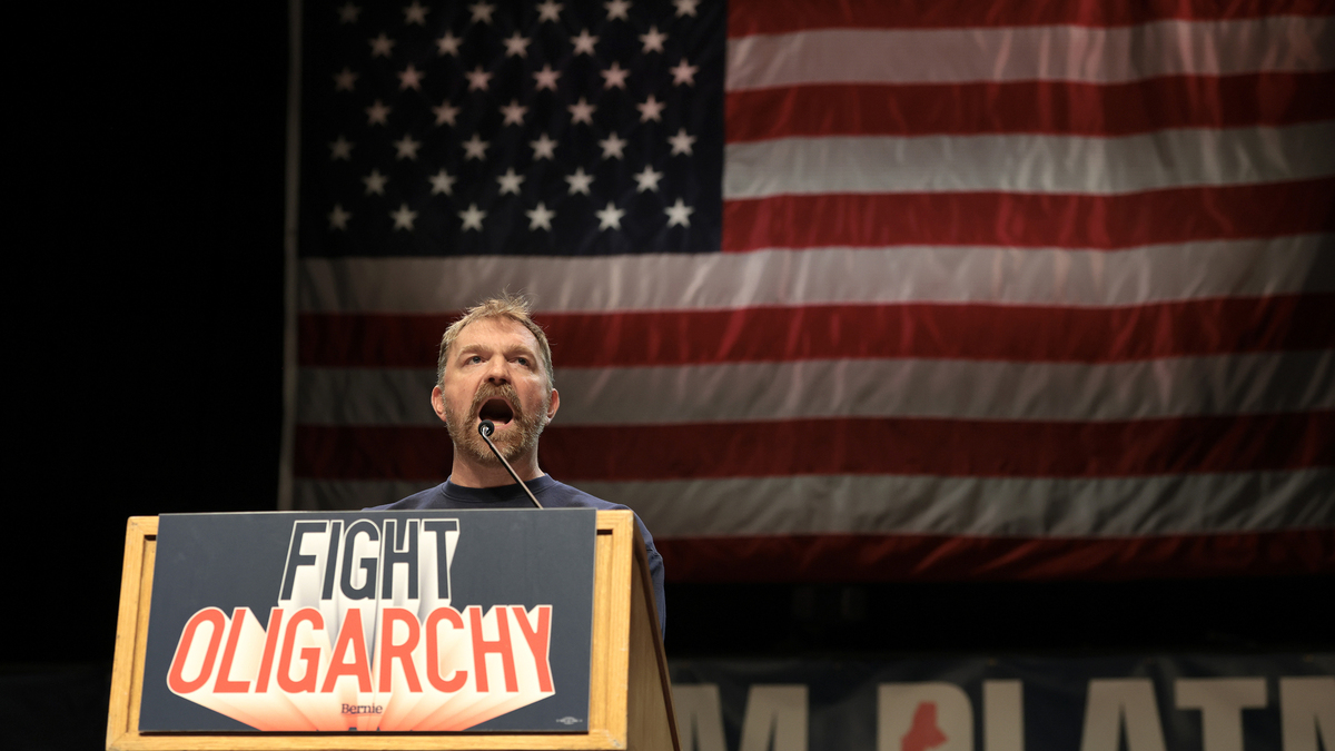 Democratic U.S. Senate candidate Graham Platner speaks at a “Fighting Oligarchy” tour stop held by Sen. Bernie Sanders, I-Vt., at the Collins Center for the Arts on the University of Maine campus on May 24, 2026, in Orono, Maine. Platner, now the Democratic nominee, will face incumbent Sen. Susan Collins, R-Maine, for the state's U.S. Senate seat in the general election. (Joe Raedle/Getty Images/TNS)
