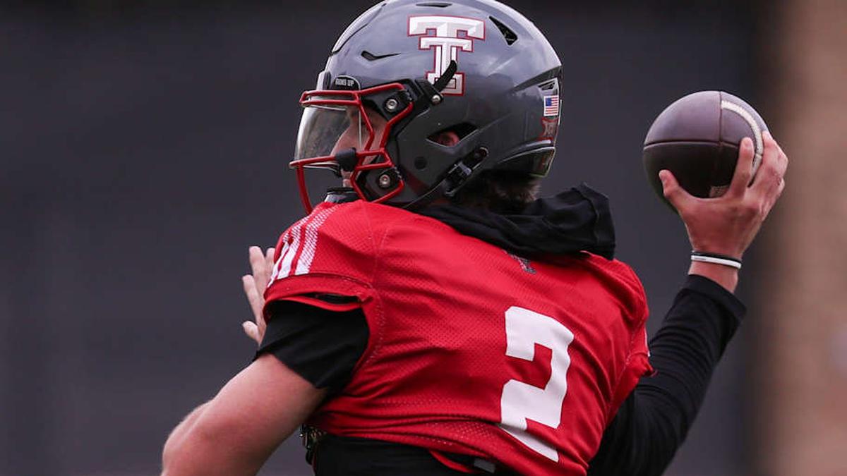  Texas Tech's Brendan Sorsby goes through a drill during spring football practice, Tuesday, April 14, 2026, at the Womble Football Center. | Nathan Giese/Avalanche-Journal / USA TODAY NETWORK via Imagn Images 