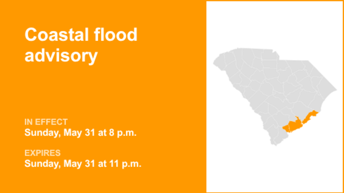 Coastal flood advisory for Coastal Colleton and Charleston County until Sunday night 