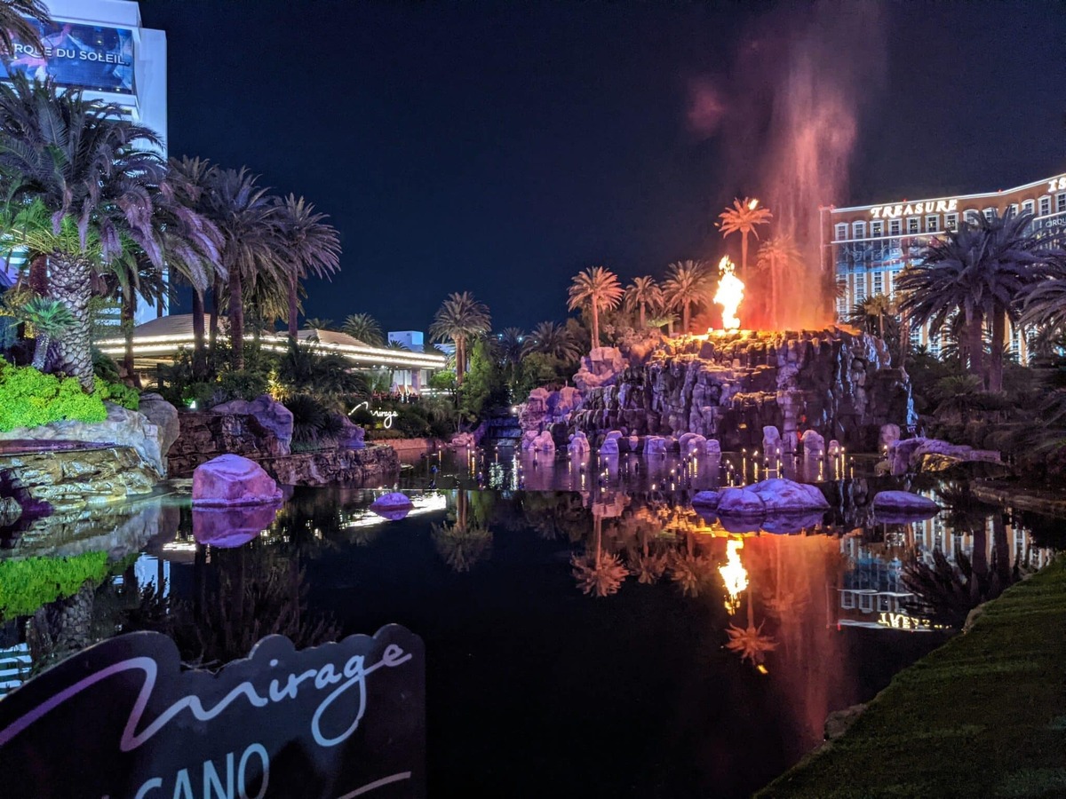  The Mirage “volcano” erupts every night on the hour from 7-11 pm. Photo credit: Cindy Richards 