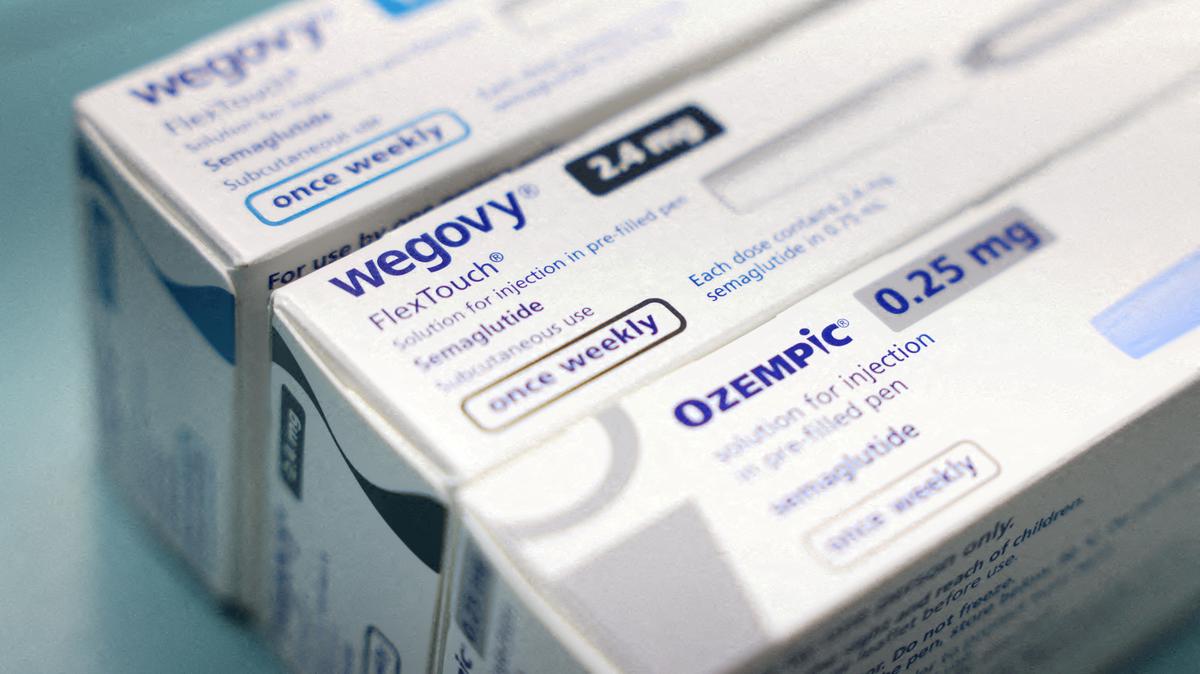 FILE PHOTO: Boxes of Ozempic and Wegovy made by Novo Nordisk are seen at a pharmacy in London, Britain March 8, 2024. REUTERS/Hollie Adams/File Photo