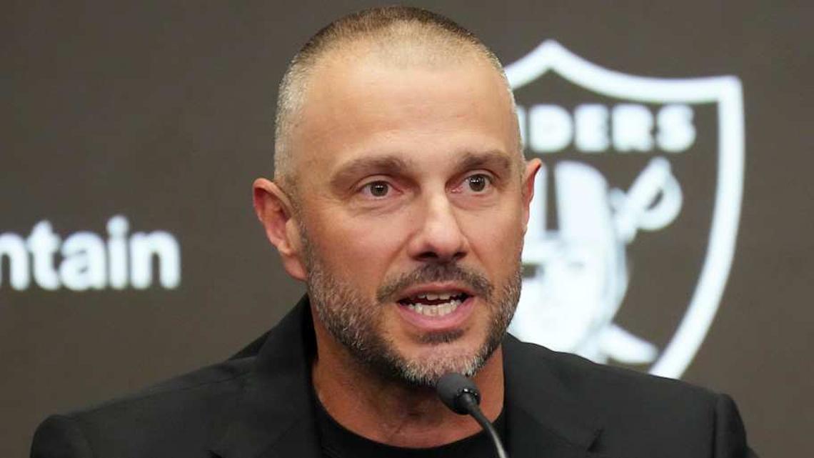  Feb 10, 2026; Henderson, NV, USA; Las Vegas Raiders general manager John Spytek at press conference at Intermountain Health Performance Center. Mandatory Credit: Kirby Lee-Imagn Images | Kirby Lee-Imagn Images 