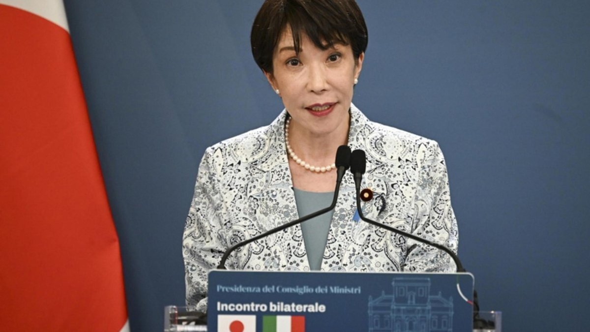 Japanese Prime Minister Sanae Takaichi speaks to the press during her meeting with Italian Premier Meloni at Villa Pamphilij in Rome, Italy, 15 June 2026. Photo by Riccardo Antimiani / EPA