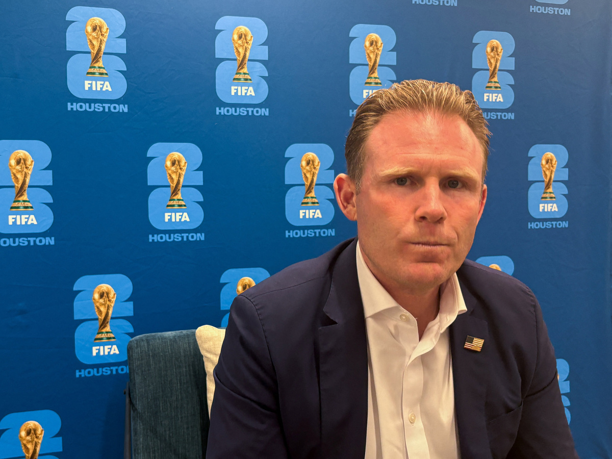Andrew Giuliani, Executive Director of the White House Task Force for the FIFA World Cup 2026, at the FIFA Fan Festival in Houston, Texas, U.S.,  June 20, 2026. Picture taken with a mobile phone. REUTERS/Nick Said