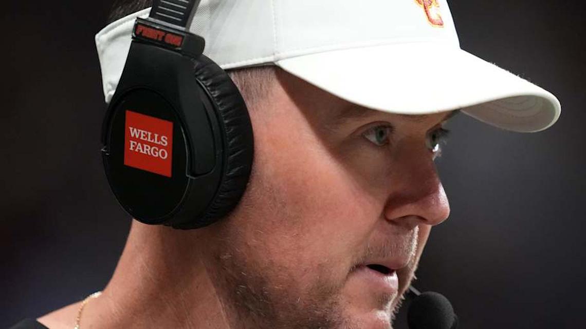 Dec 30, 2025; San Antonio, TX, USA; Southern California Trojans head coach Lincoln Riley watches in the first half against the TCU Horned Frogs during the Alamo Bowl at Alamodome. Mandatory Credit: Kirby Lee-Imagn Images | Kirby Lee-Imagn Images 