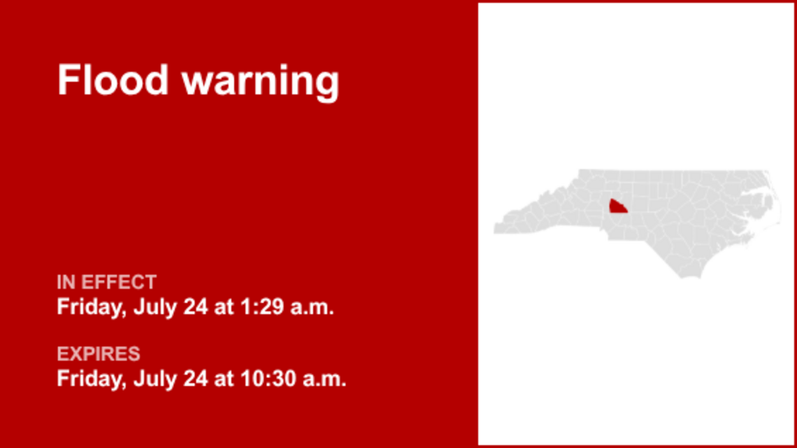 UPDATE: The current flood warning for Rowan County will be expiring at 12:30 p.m. 
