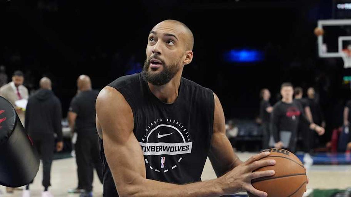  Mar 25, 2026; Minneapolis, Minnesota, USA; Minnesota Timberwolves center Rudy Gobert (27) prepares to play the Houston Rockets before the game at Target Center. | Bruce Kluckhohn-Imagn Images 