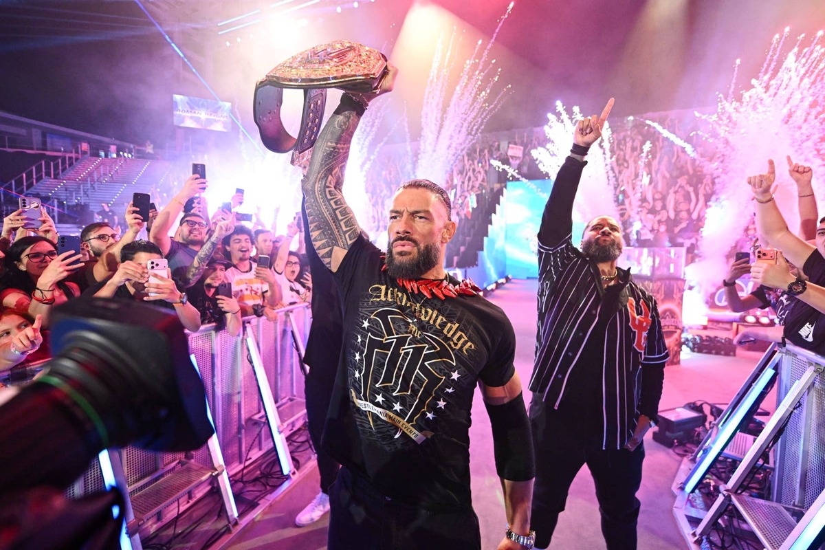  Roman Reigns enters with The Usos on WWE Raw. Getty Images