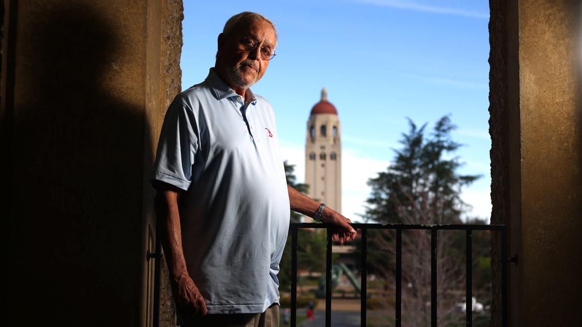 Bill Gould on the campus of Stanford University on Monday, March 23, 2026, in Palo Alto, Calif.  Professor emeritus Gould is a labor expert who wrote a recent memoir.  (Aric Crabb/Bay Area News Group)
