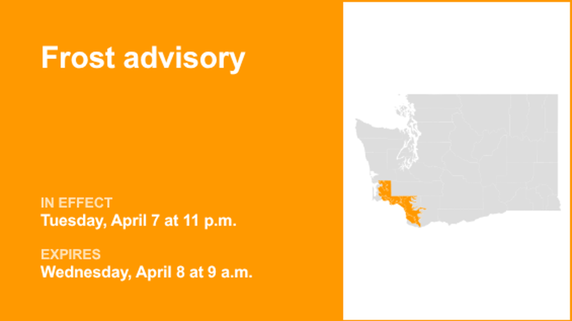 UPDATE: Frost advisory issued for Southwest Washington until Wednesday morning 