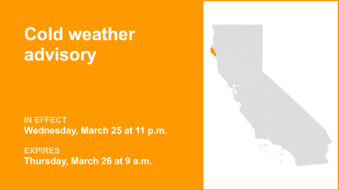 UPDATE: Cold weather advisory affecting Southwestern Humboldt until Thursday morning 