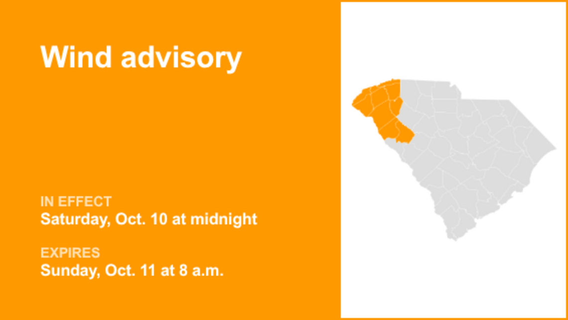 UPDATE: Wind advisory for Upstate SC until Sunday morning - gusts may reach 40 mph 