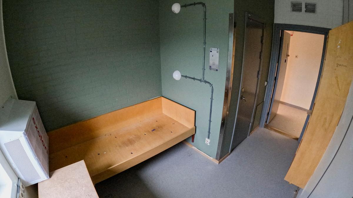 A cell being rebuilt to house teenage offenders at Rosersberg prison near Stockholm, Sweden, May 25, 2026. Picture taken with an action camera. REUTERS/Tom Little