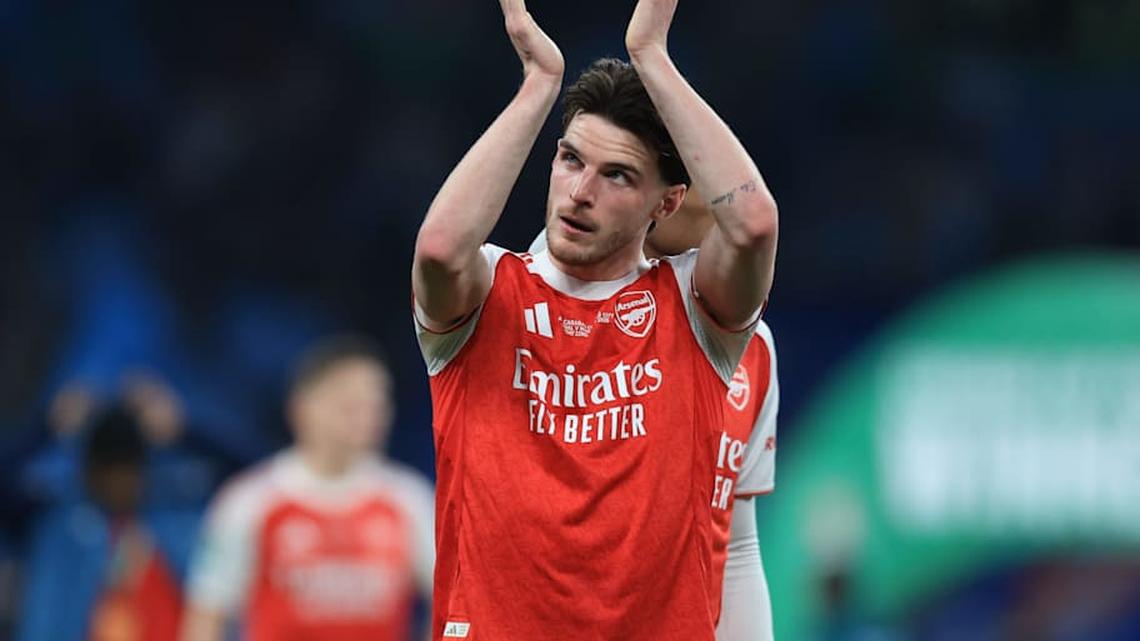  Declan Rice leads Arsenal from midfield. | Nigel French/Sportsphoto/Allstar/Getty Images 