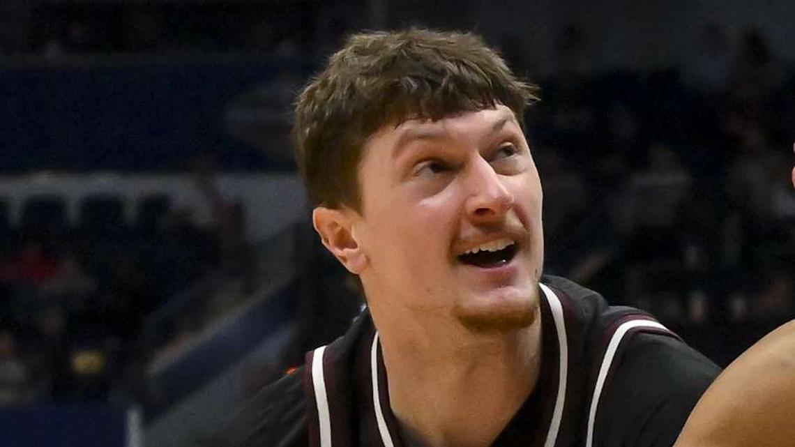  Mar 11, 2026; Nashville, TN, USA; Auburn Tigers guard Keyshawn Hall (7) strips the ball from Mississippi State Bulldogs forward Sergej Macura (11) during the second half at Bridgestone Arena. Mandatory Credit: Steve Roberts-Imagn Images | Steve Roberts-Imagn Images 