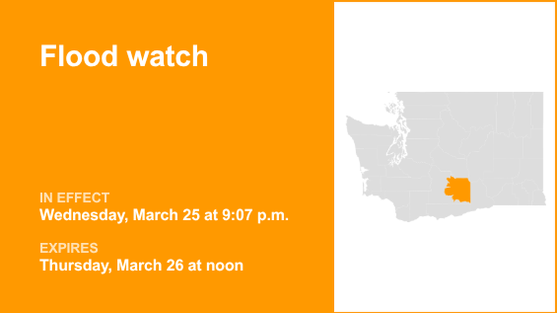Flood watch affecting Yakima Valley Wednesday and Thursday 