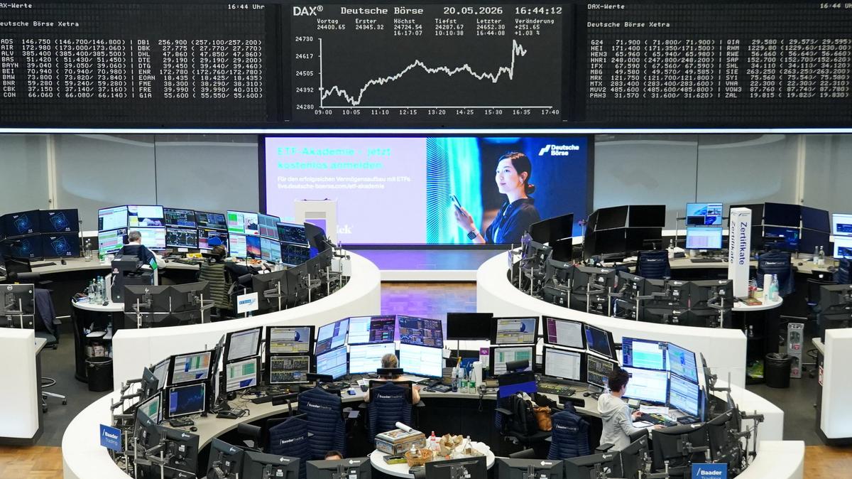 The German share price index DAX graph is pictured at the stock exchange in Frankfurt, Germany, May 20, 2026.     REUTERS/staff