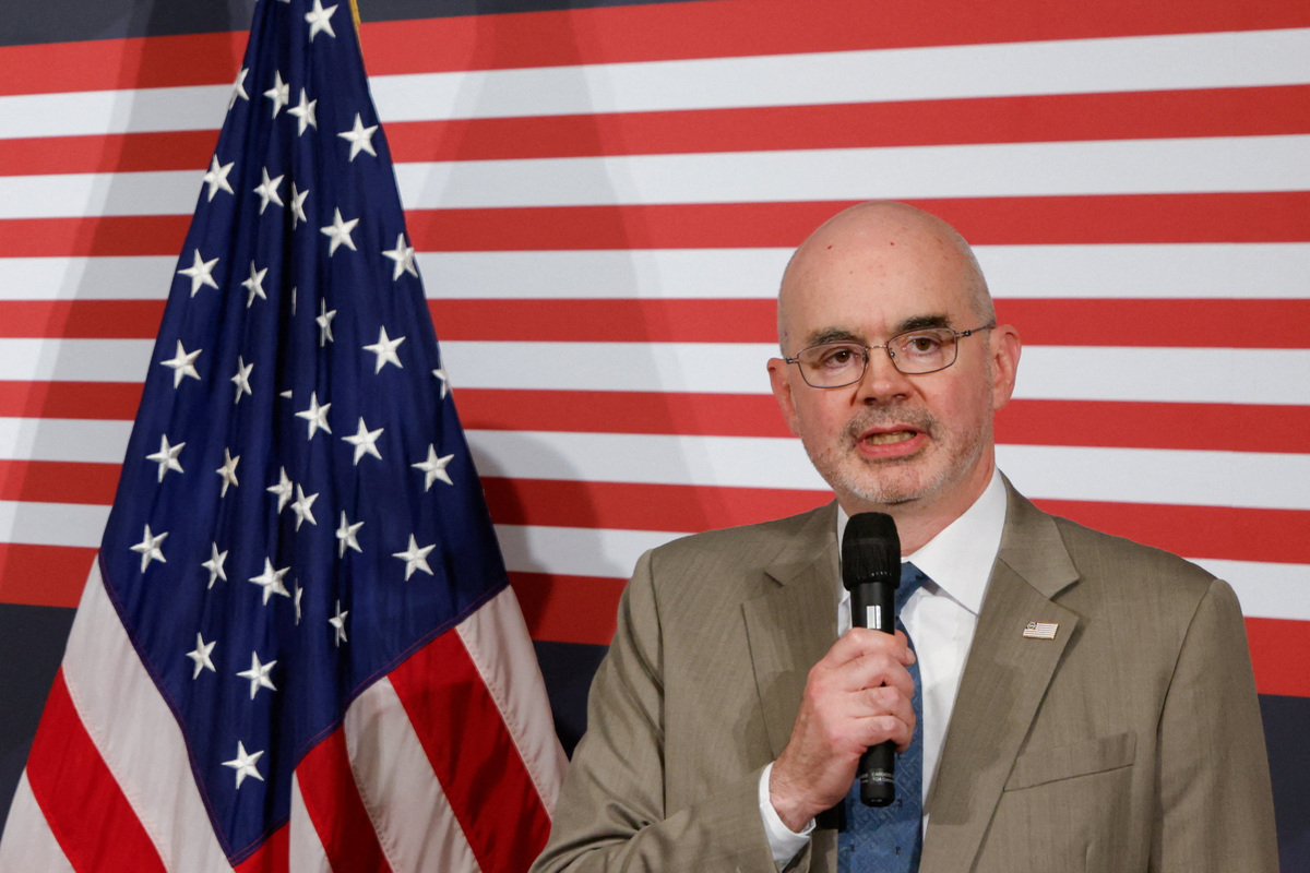 Director of the American Institute in Taiwan Raymond Greene speaks at a reception celebrating the upcoming U.S. Independence Day, in Taipei, Taiwan May 27,2026. REUTERS/Ann Wang