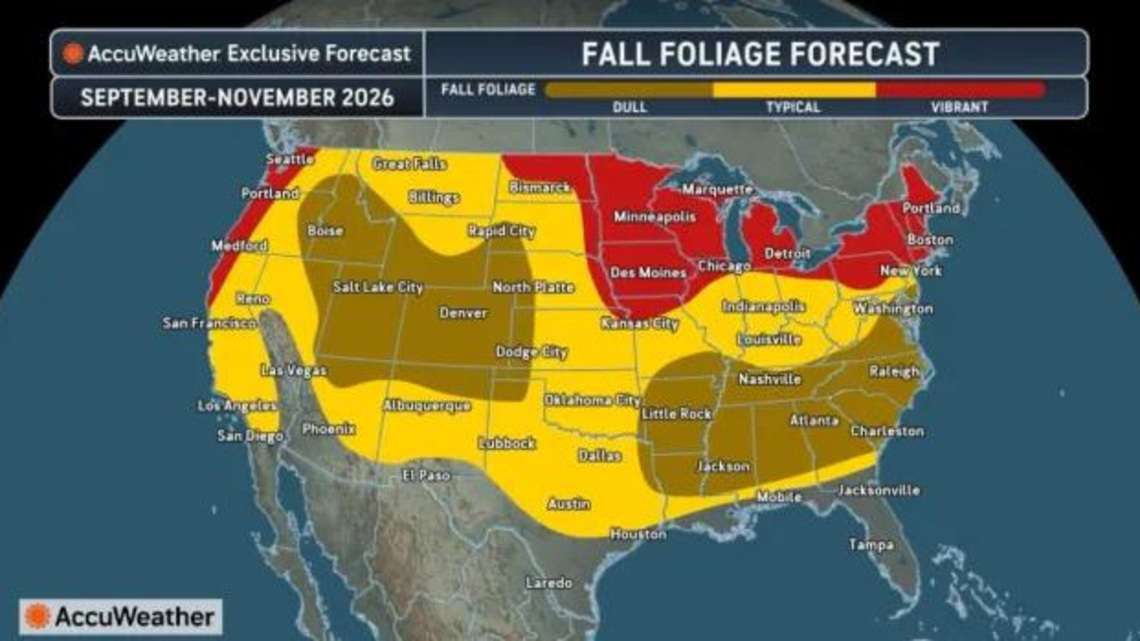 Maps show 2026 fall foliage predictions. When will colors peak? 