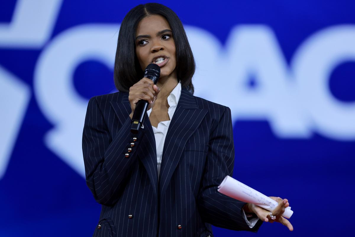  Candace Owens speaks during the Conservative Political Action Conference (CPAC) at The Rosen Shingle Creek on February 25, 2022, in Orlando, Florida. 