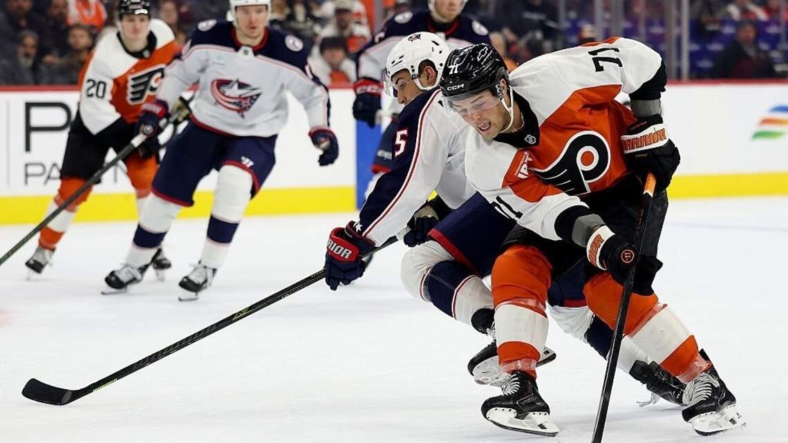 Kent Johnson scores 2nd goal in OT to lift Jackets over Flyers