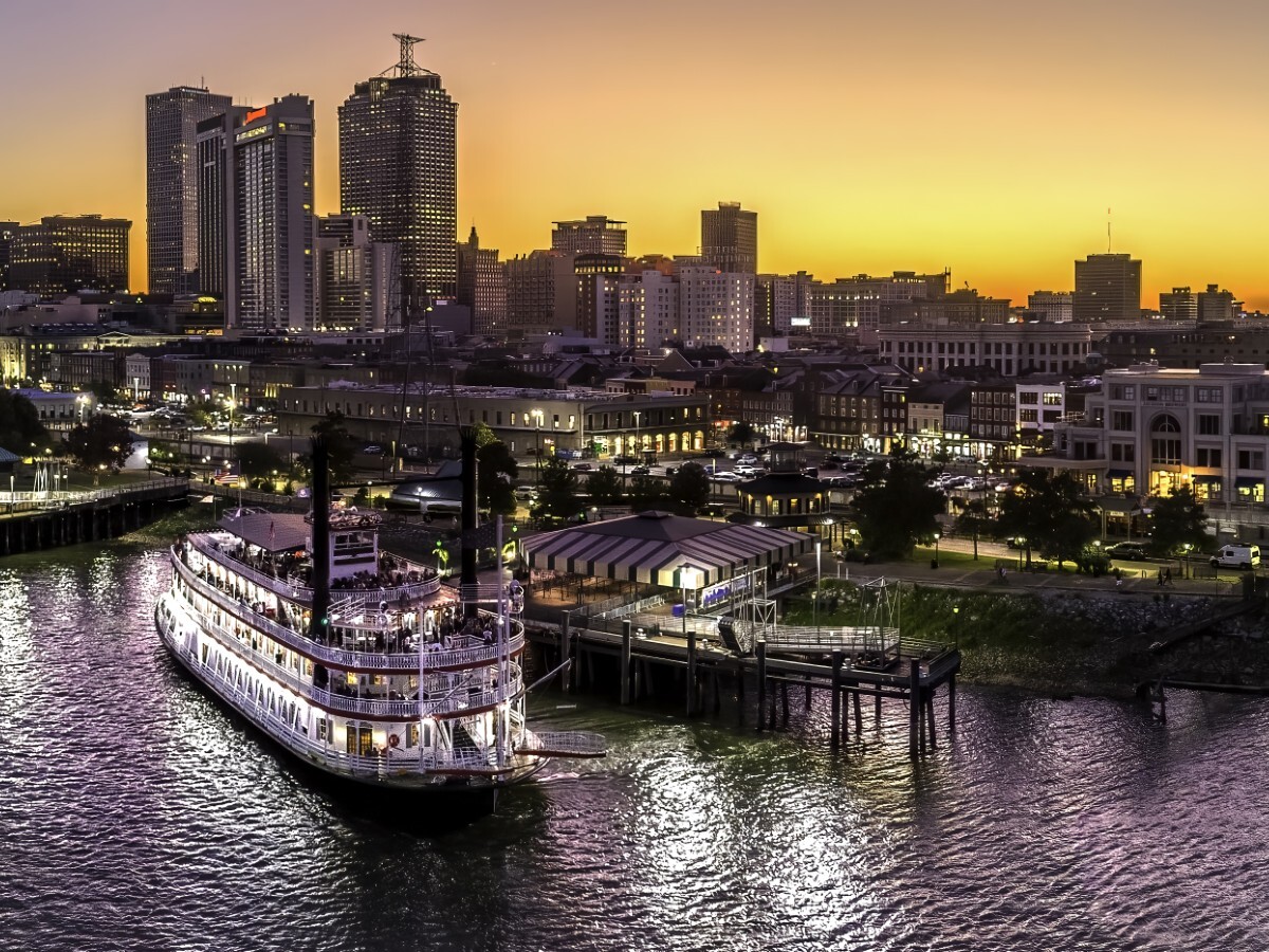  A stock image view of New Orleans at sunset. 
